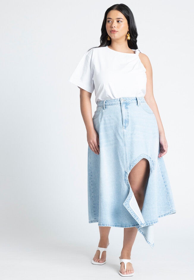 Twist Shoulder Tee, PETAL WHITE, alternate image number null