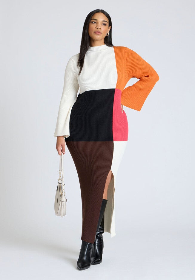 Colorblocked Maxi Dress, MULTICOLOR BLOCK, hi-res image number null