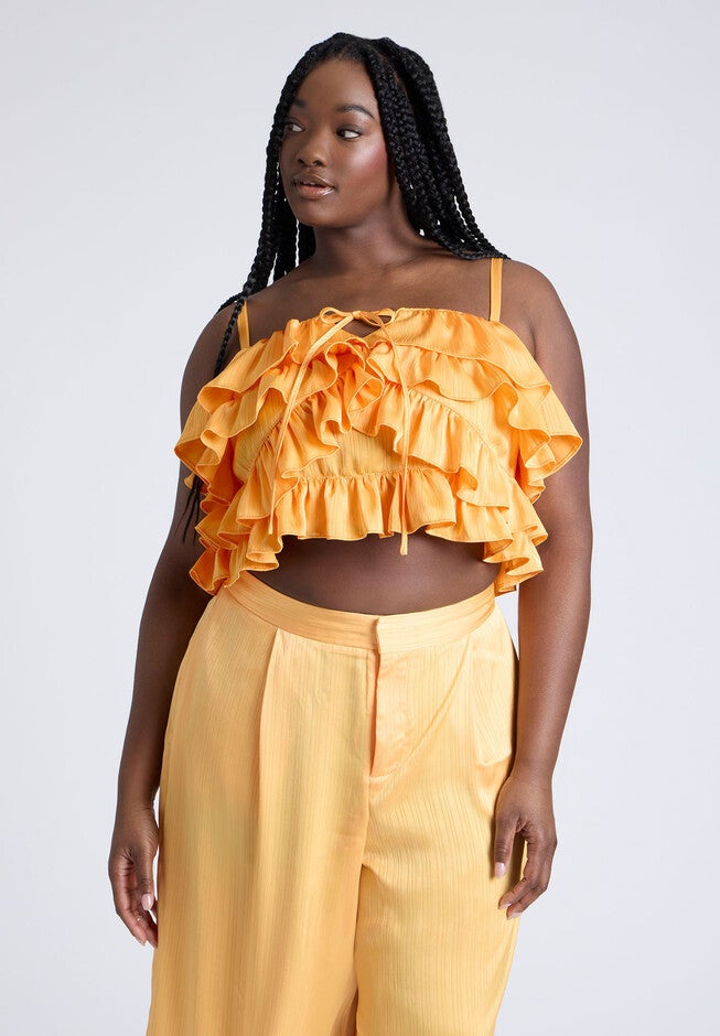 Ruffle Layered Top, DRIED APRICOT, hi-res image number null