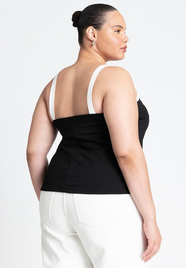 Contrast Trim Detail Top, BLACK, on-hover image number null