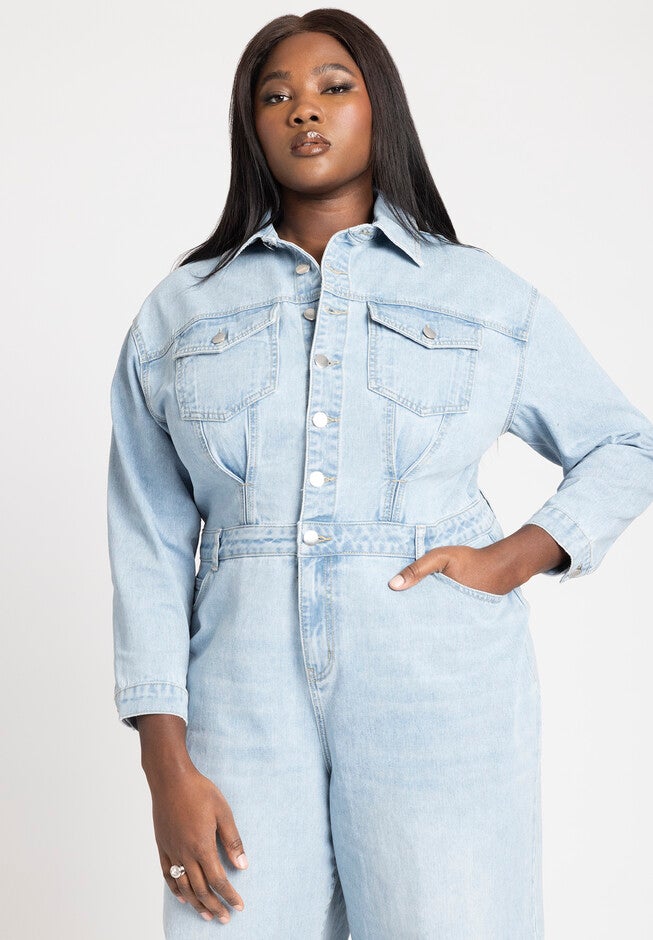 Denim Jumpsuit, LIGHT WASH, alternate image number null