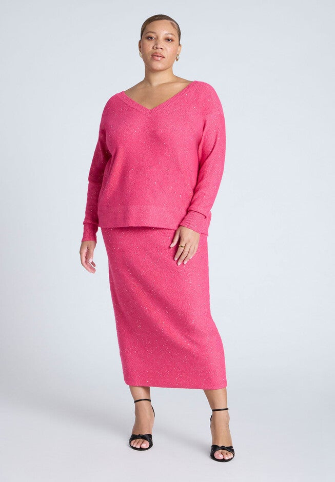 Sequin Sweater Skirt, CABARET PINK, on-hover image number null