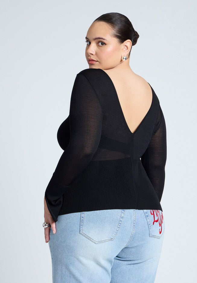 Button Detail Boatneck Sweater, BLACK, on-hover image number null