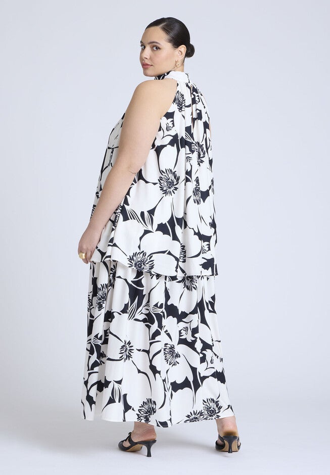 Double Layer Trapeze Maxi Dress , CAROLINA POPPY, on-hover image number null