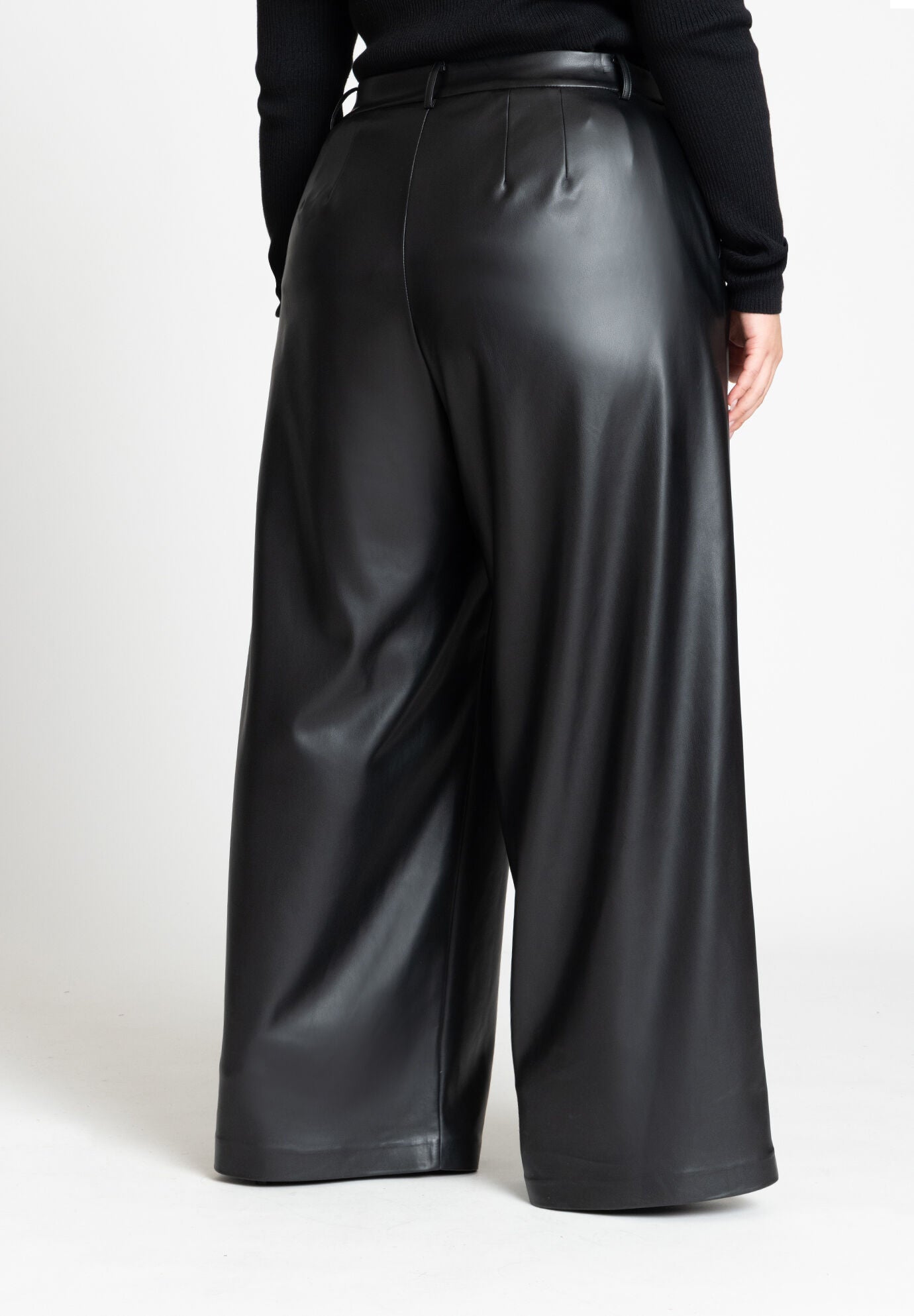 Wide Leg Faux Leather Pant, BLACK ONYX, alternate image number 2
