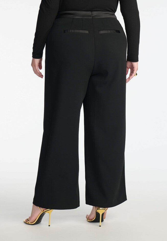 ELOQUII x kate spade new york Tailored Wide Leg Trouser, BLACK, alternate image number null