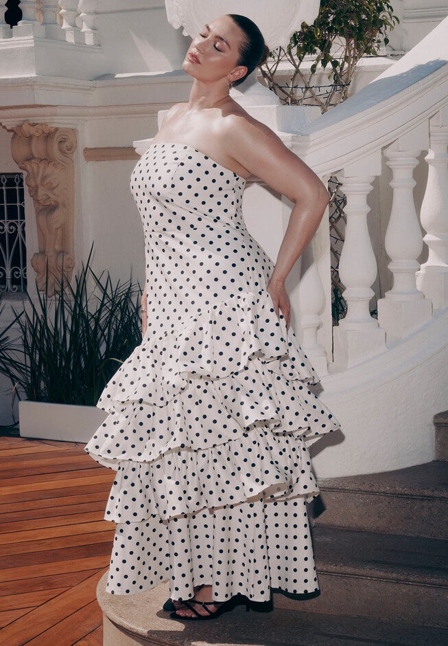 Ruffle Dot Gown, VANILLA DOT, hi-res image number null