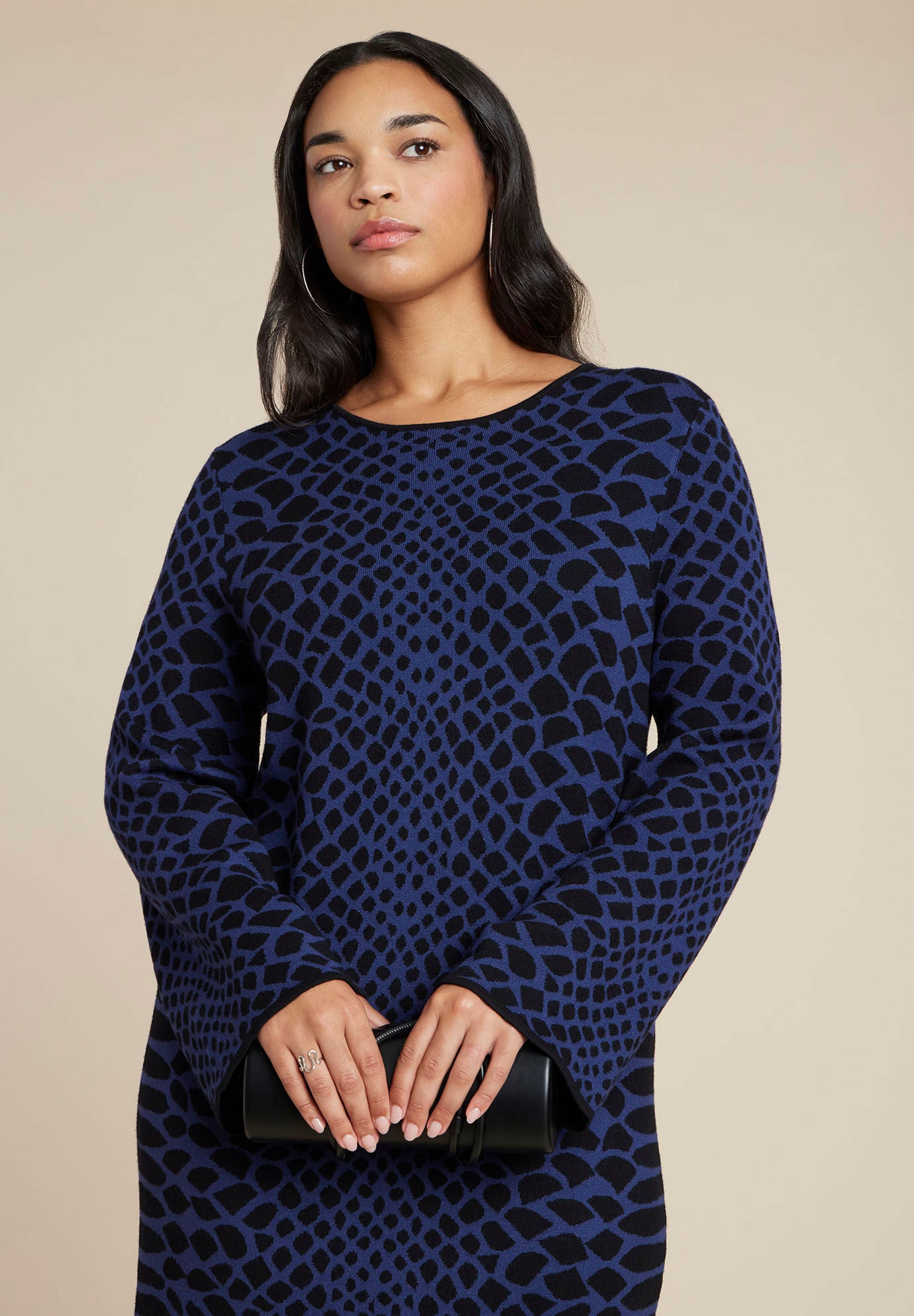 Wide Sleeve Sweater Dress, SNAKE, alternate image number 2