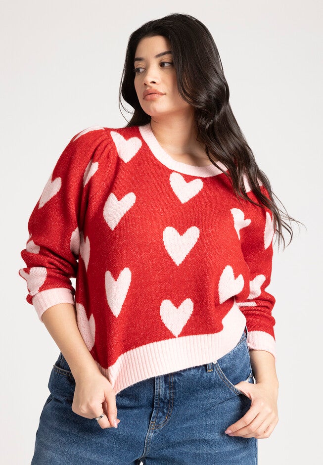 Heart Intarsia Cropped Sweater, ZEPHYR SCOOTER ROSE, on-hover image number null