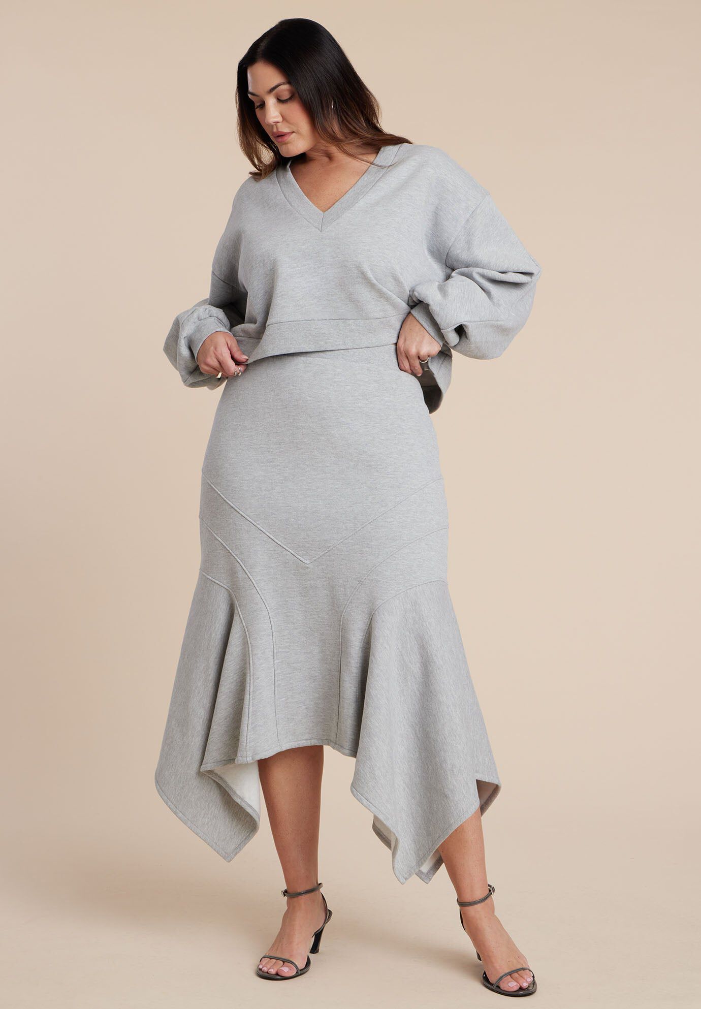 Seam Detail Trumpet French Terry Skirt