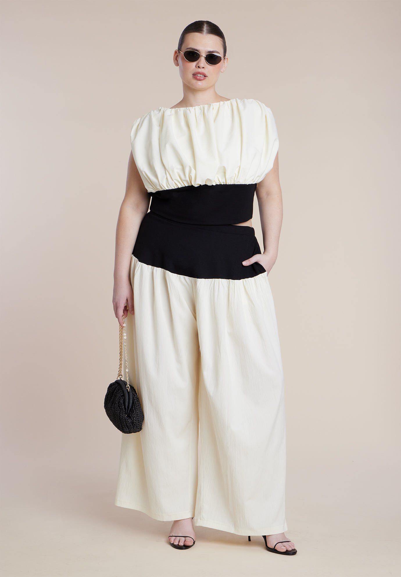 Colorblocked Wide Leg Pant