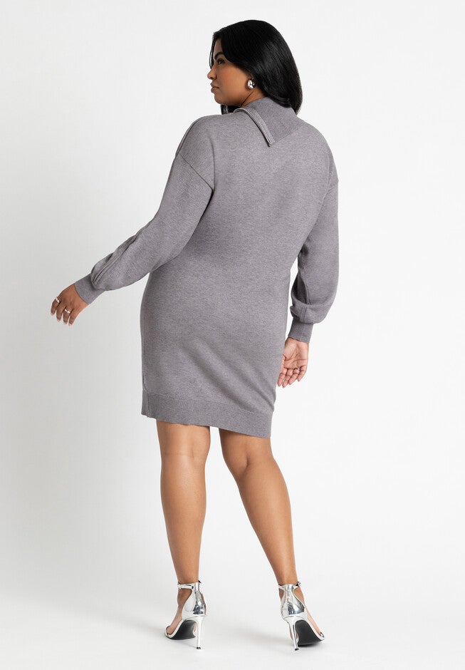 Zipper Sleeve Mini Dress, GREY, on-hover image number null