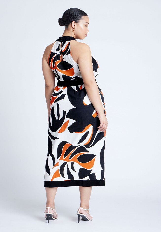 Halter Neck Printed Maxi Dress, OVERSIZED TIGER FAUNA, alternate image number null