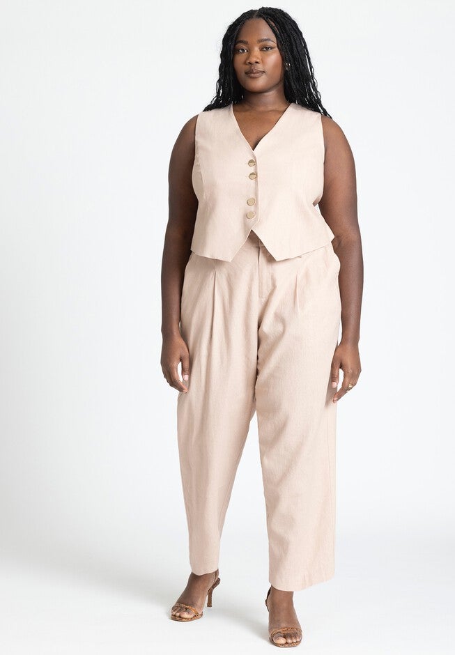 Pleat Detail Straight Leg Pant, ROSE SMOKE, hi-res image number null