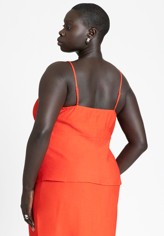 Tie-Slit Cami, ELECTRIC ORANGE, alternate image number null