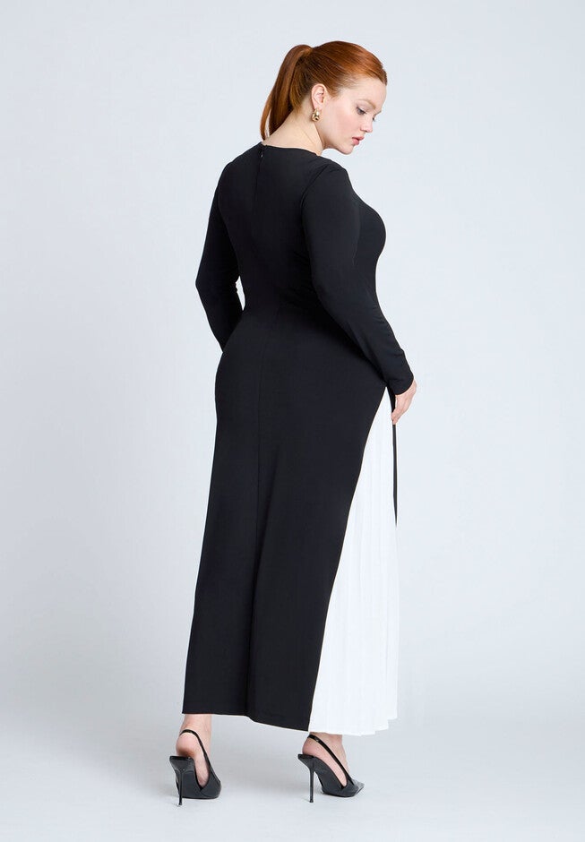 Maxi Dress With Pleat, BLACK ONYX, on-hover image number null