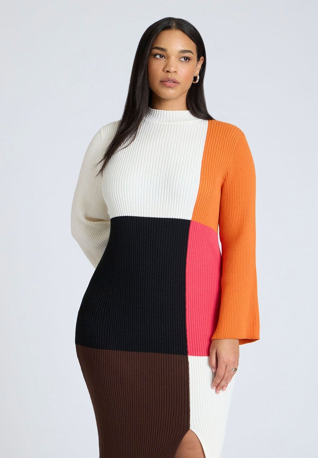 Colorblocked Maxi Dress, MULTICOLOR BLOCK, alternate image number null