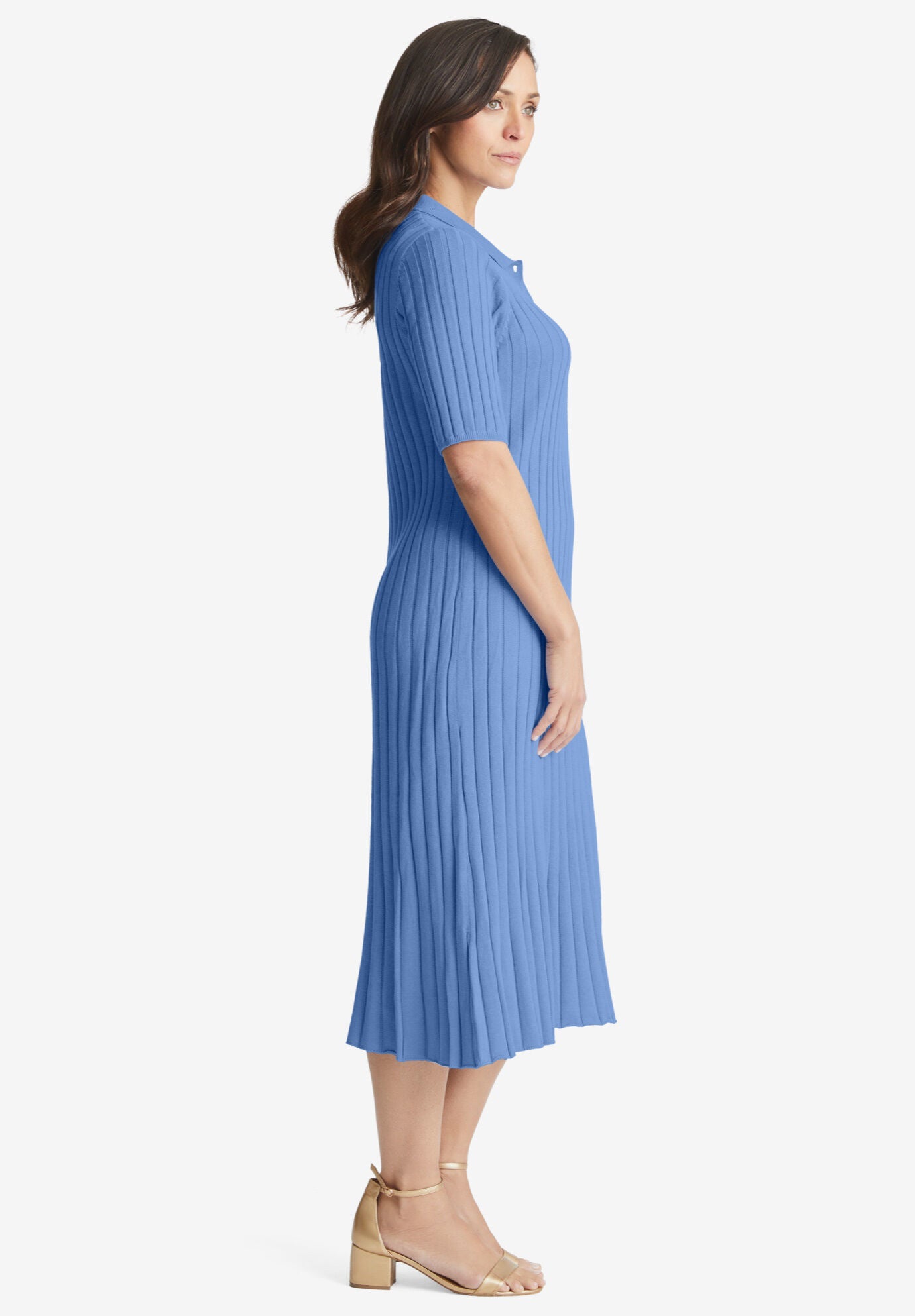 Ribbed Henley Dress, , alternate image number 2
