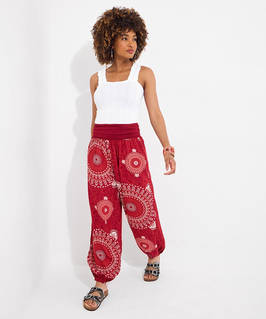 Flowy Harem Pants, RED MEGA MEDALLION, alternate image number 3