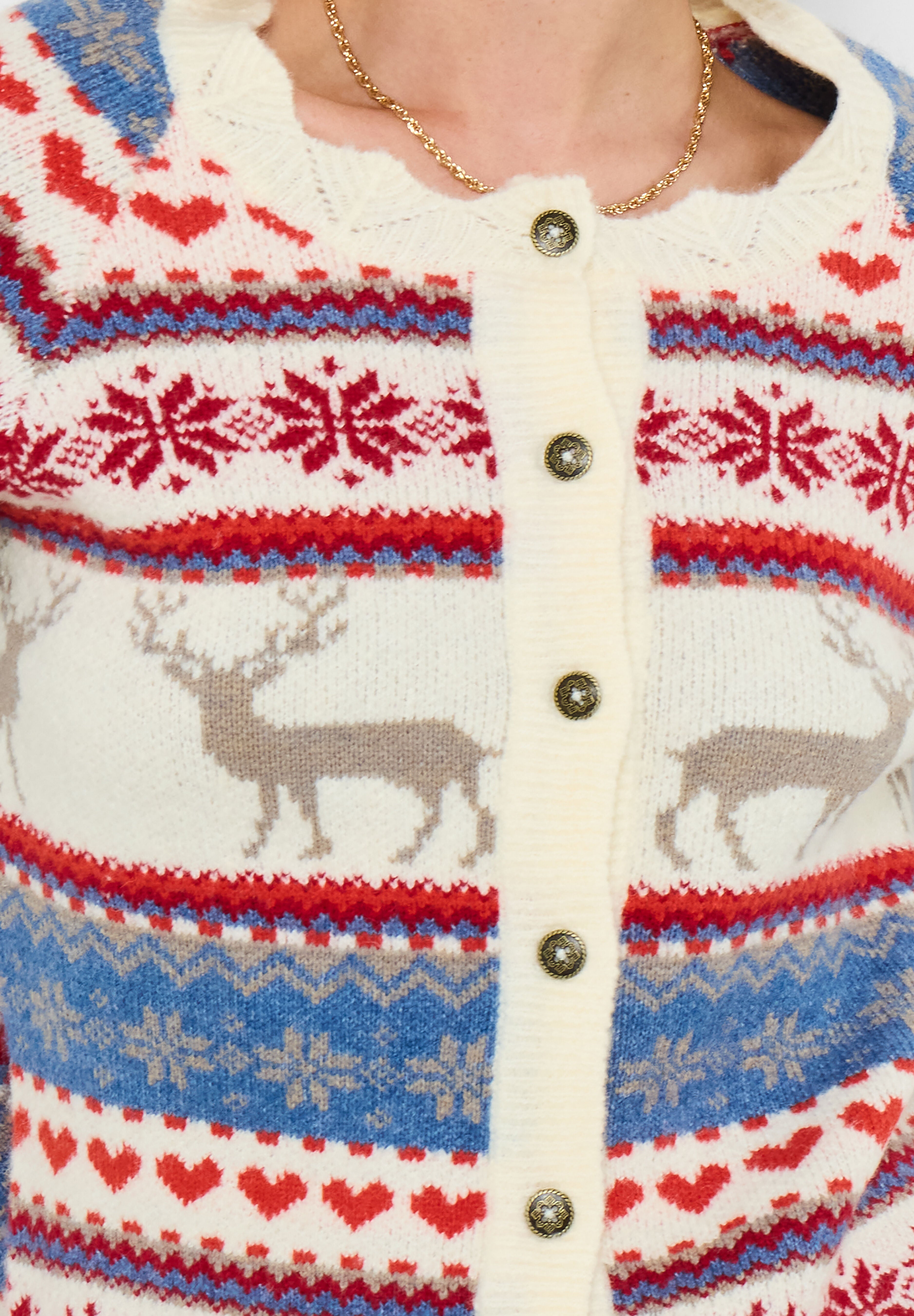 Novelty Reindeer Cardigan Sweater, REINDEER, on-hover image number 1