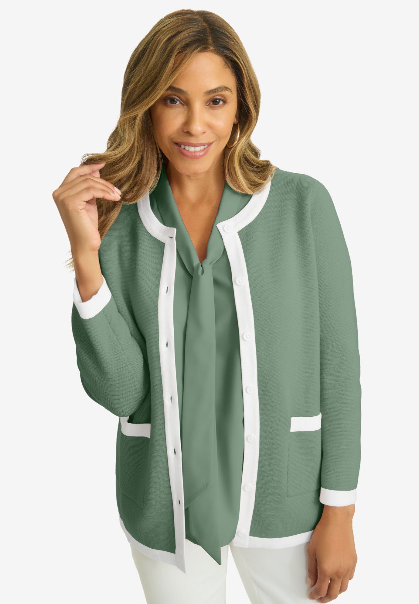 Tipped Boxy Cardigan