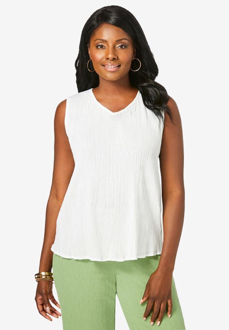 A-Line Gauze Tank, WHITE, hi-res image number null