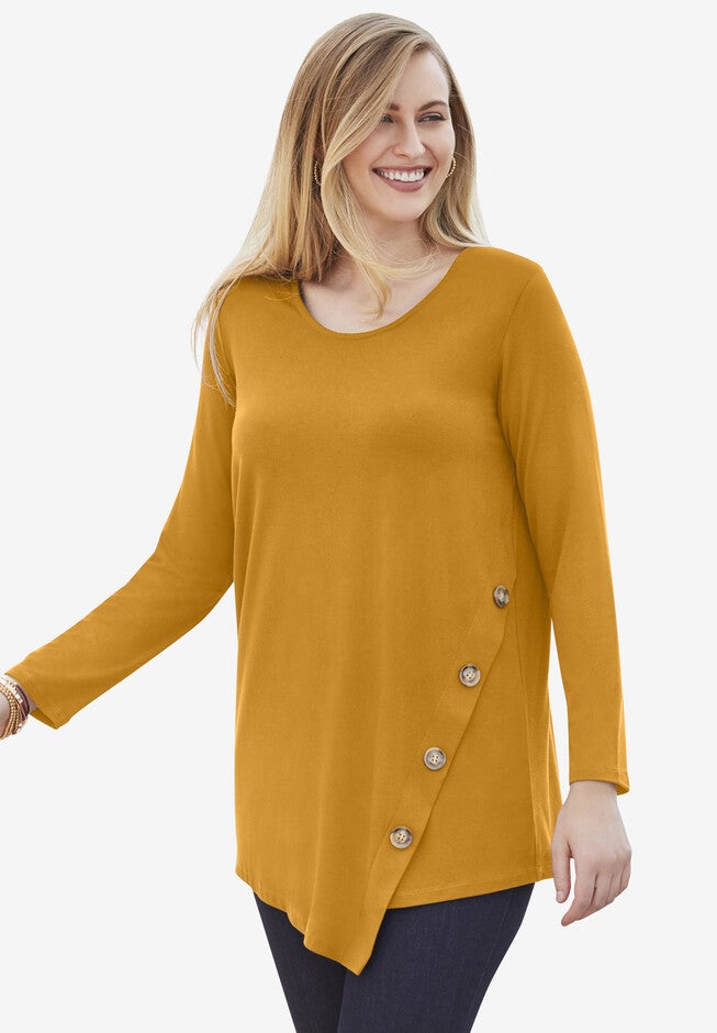 Side-Button Tunic, RICH GOLD, hi-res image number null