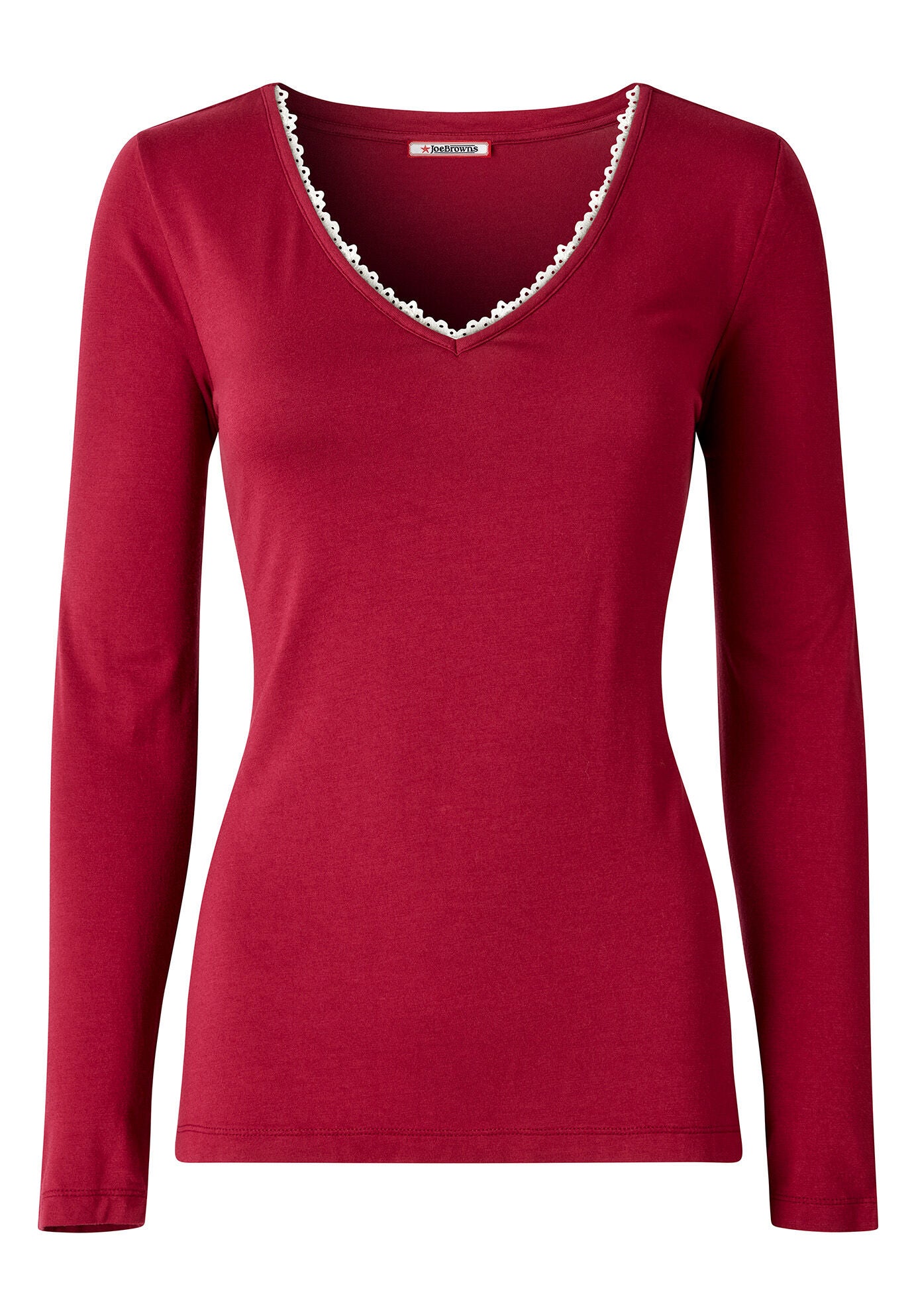 Stretch Knit V-Neck Tee, OXBLOOD, alternate image number 3