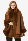 Faux Fur Trim Cape, NUTMEG, hi-res image number null