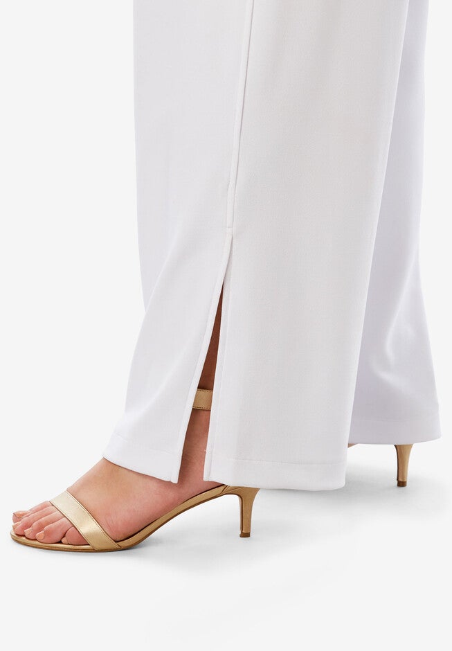 Knit Crepe Side-Slit Pant, , alternate image number null