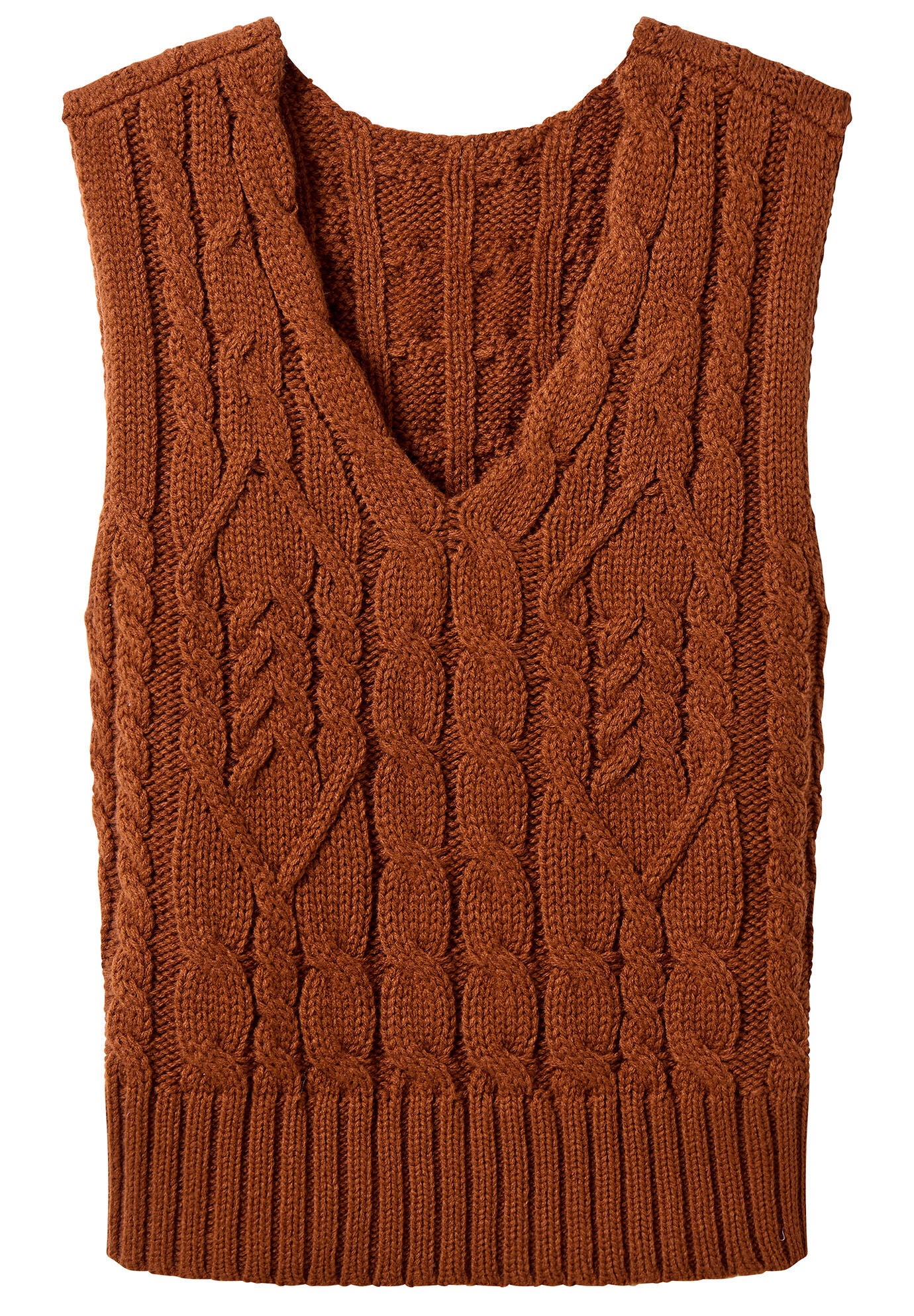 Cable Sweater Vest, ANTIQUE RUST, alternate image number 3