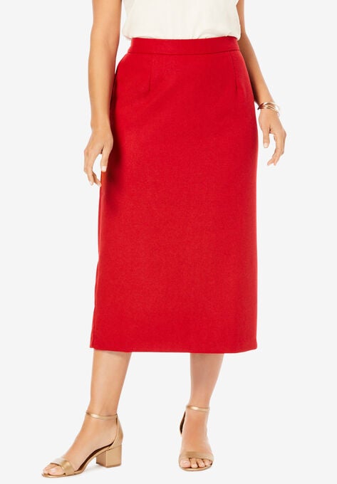 Wool-Blend Midi Skirt, CLASSIC RED, hi-res image number null