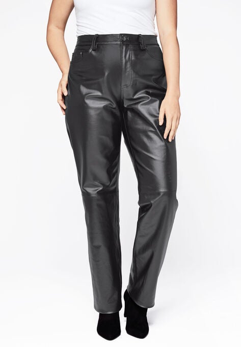 Straight Leg Leather Pants, , alternate image number null