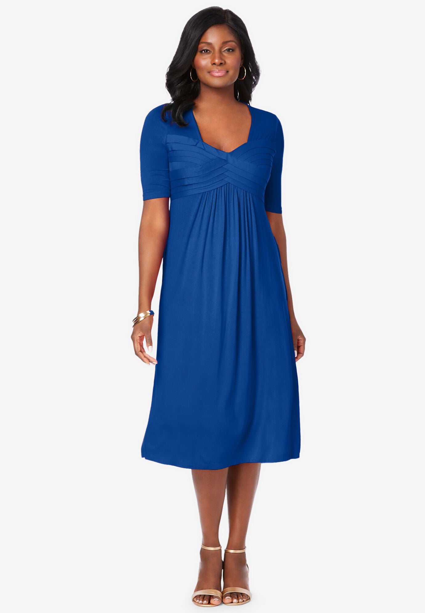 Lapeled Pleated Fringed Knit Dress