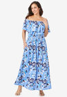 Off-The-Shoulder Maxi Dress, BLUE BOLD FLORAL, hi-res image number null