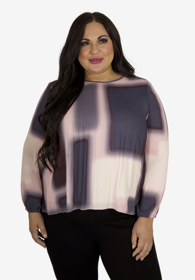 Pleated Blouse, PRINT, hi-res image number null