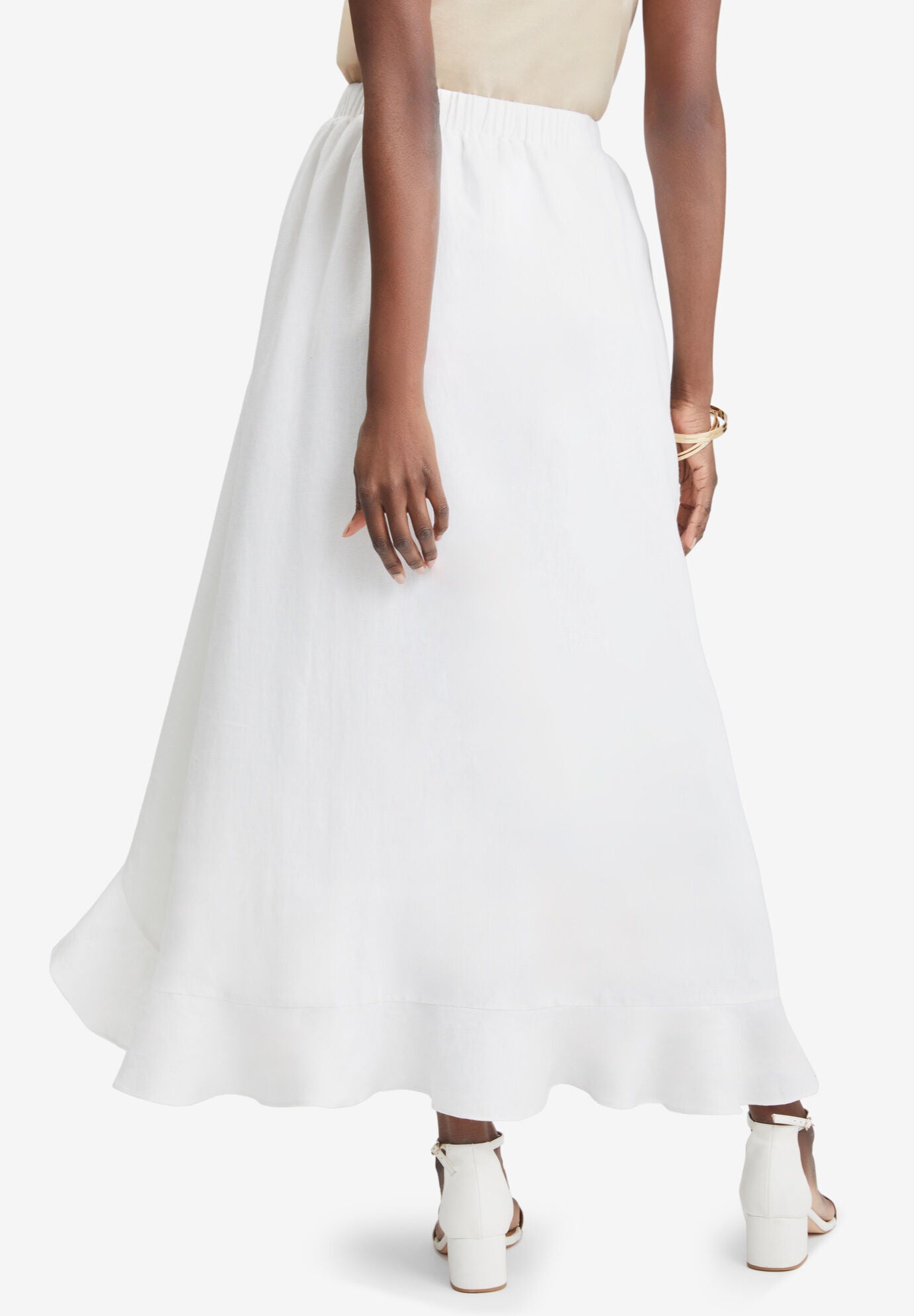 Linen Ruffle Maxi Skirt, , alternate image number 3