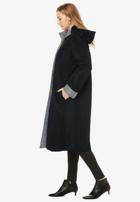 Contrast Hood Raincoat, , alternate image number null