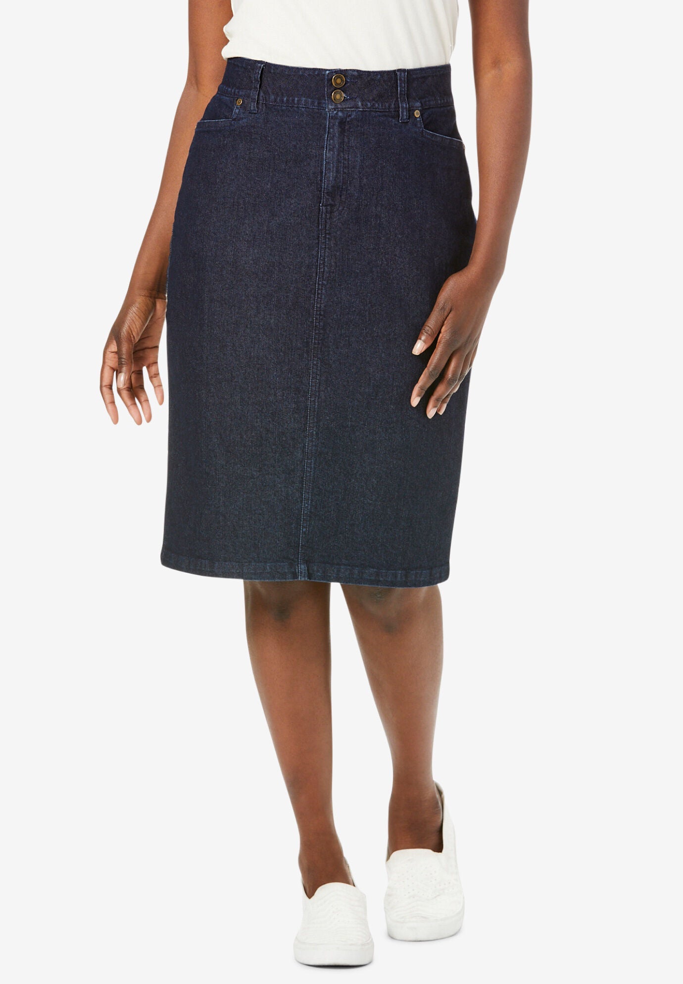 Tummy Control Denim Skirt, INDIGO, hi-res image number 0