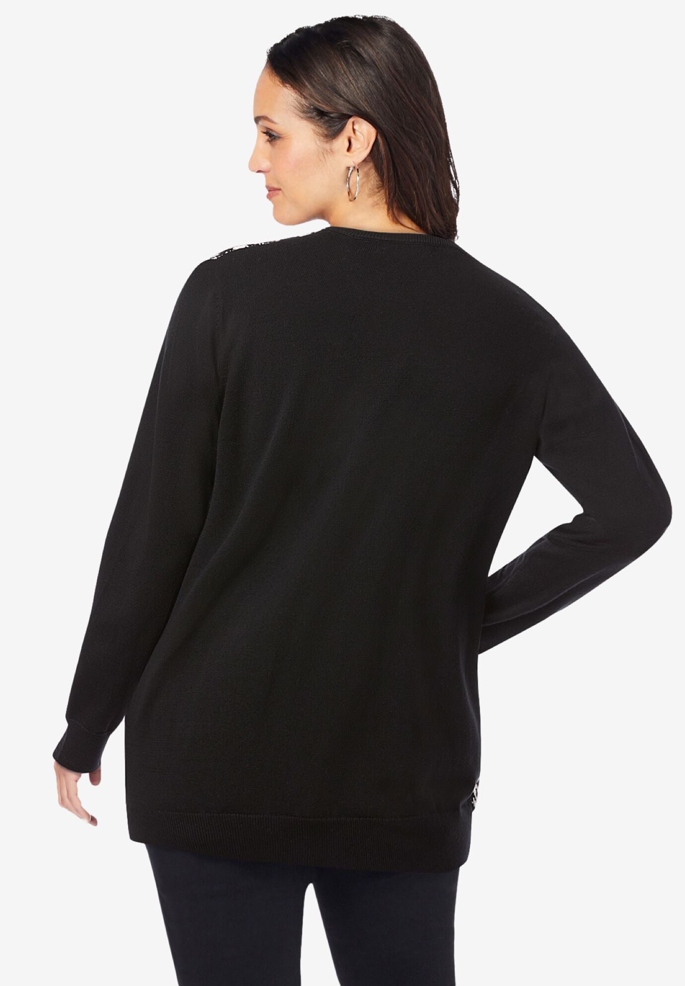 Fine Gauge Cardigan, HOUNDSTOOTH, on-hover image number 1