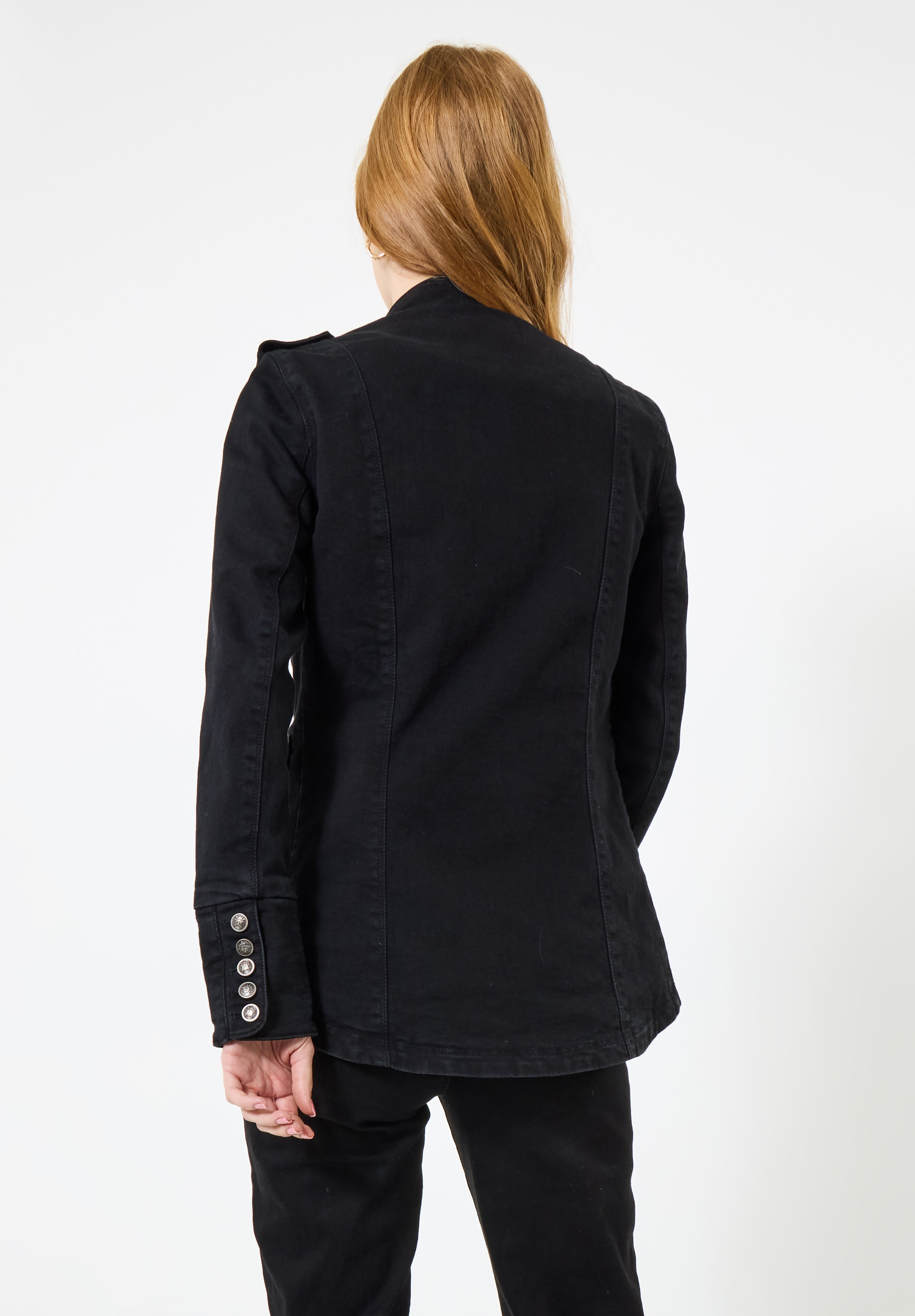 Denim Military Jacket, BLACK, alternate image number 2