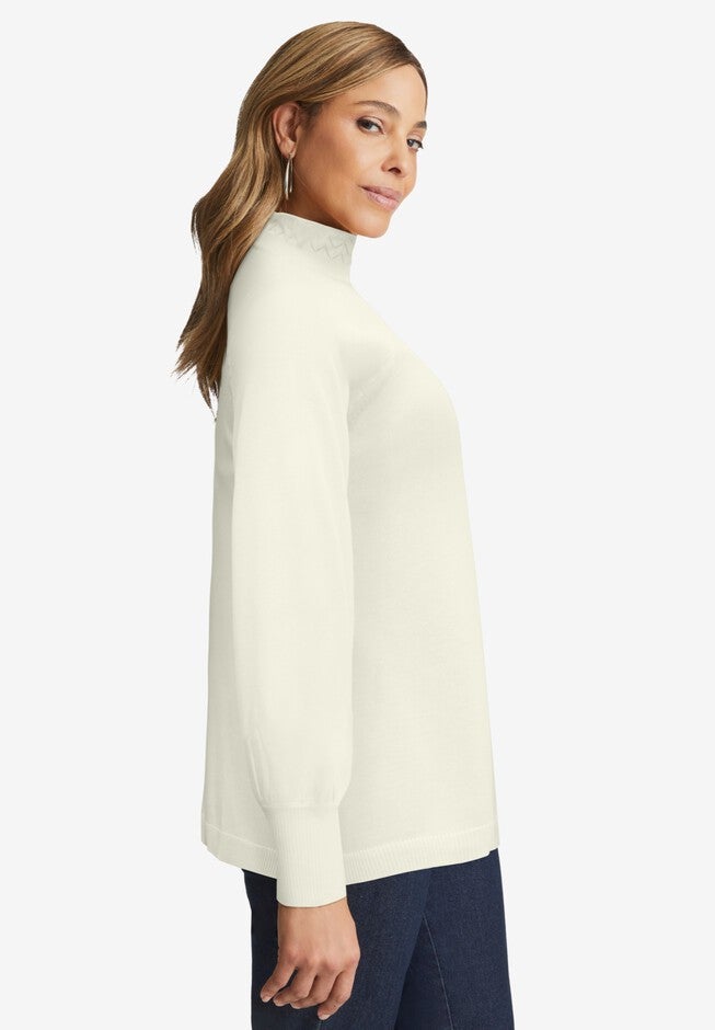 Ruffle Neck Pullover, , alternate image number null
