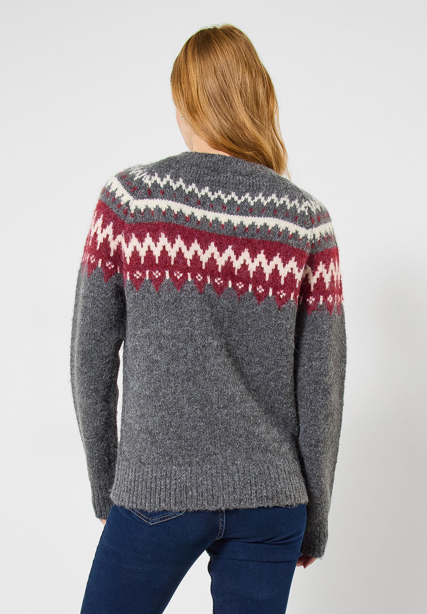 Fair Isle Button-Front Cardigan, CHARCOAL FAIRISLE, on-hover image number 1