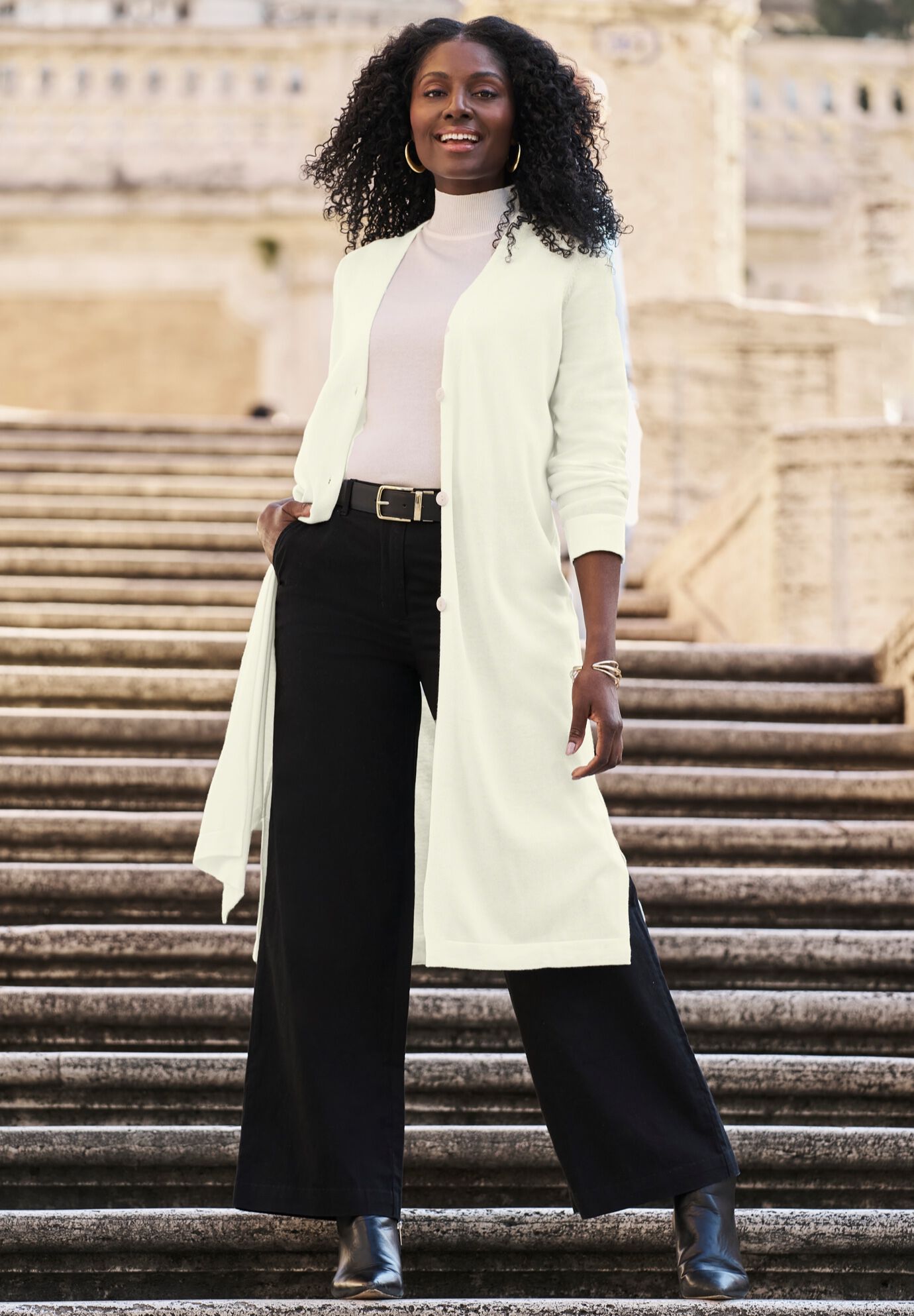 Fine Gauge Duster Cardigan, IVORY, on-hover image number 1