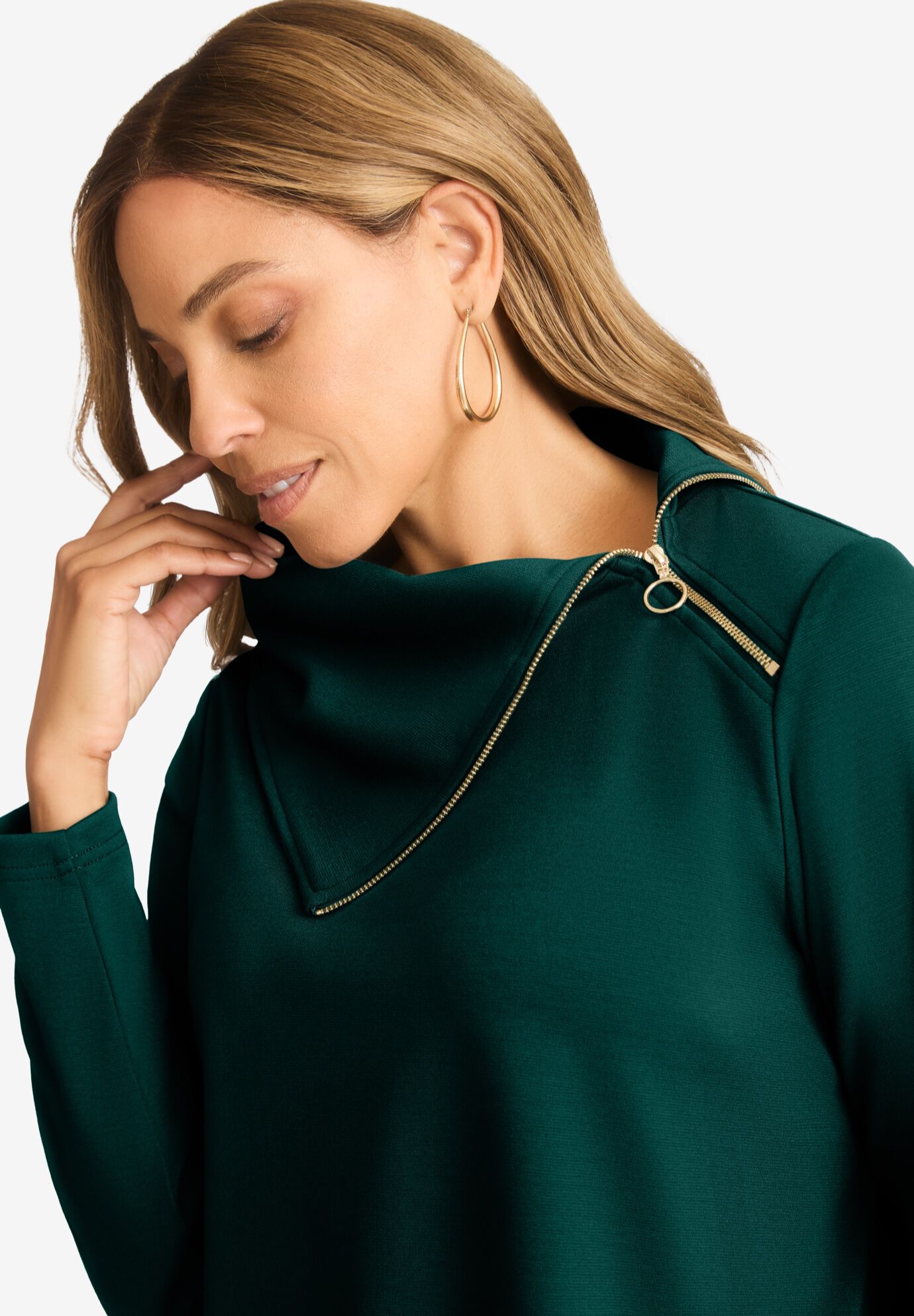 Ponte Split Neck 2-Piece Set, , alternate image number 2