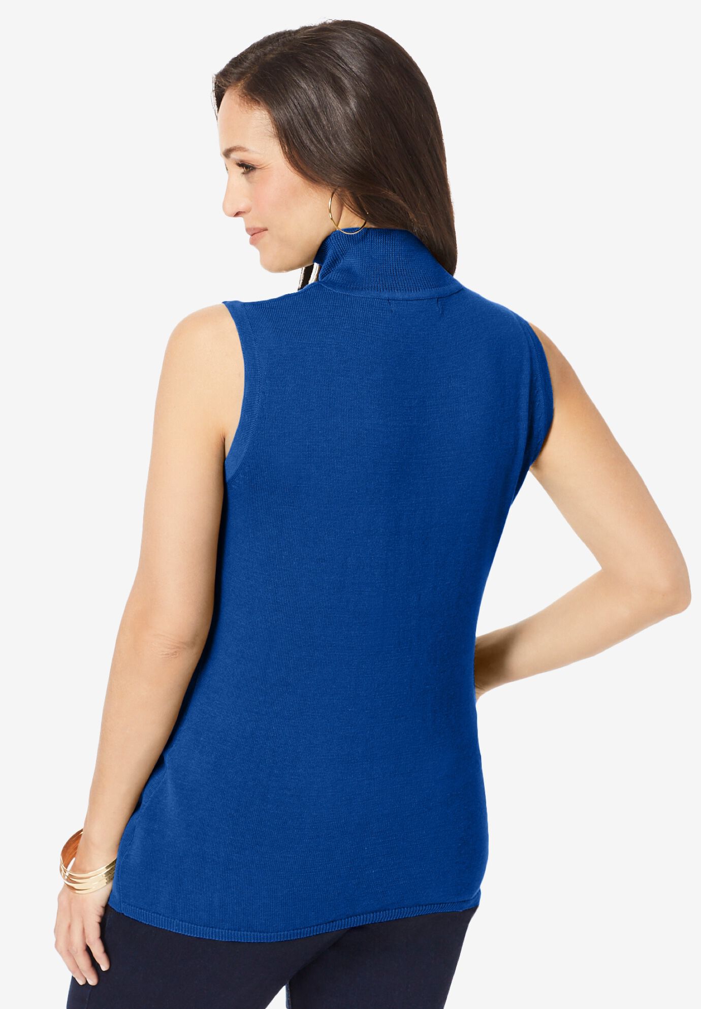 Fine Gauge Mockneck Sweater, DARK SAPPHIRE, on-hover image number 1