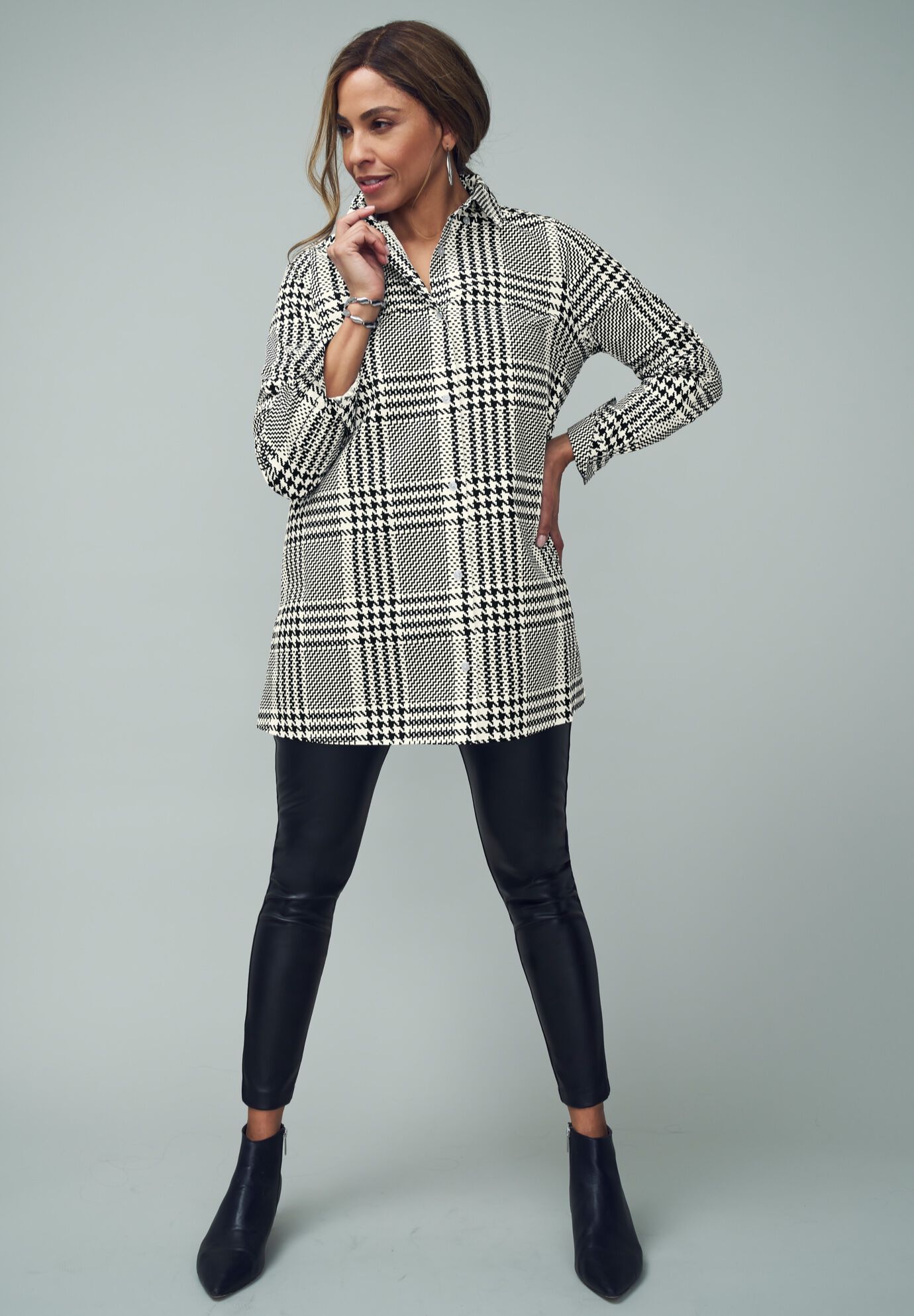 Stretch Poplin Tunic, , alternate image number 3