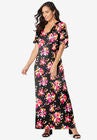 Cold Shoulder Maxi Dress, BLACK PAINTED BLOOM, hi-res image number null