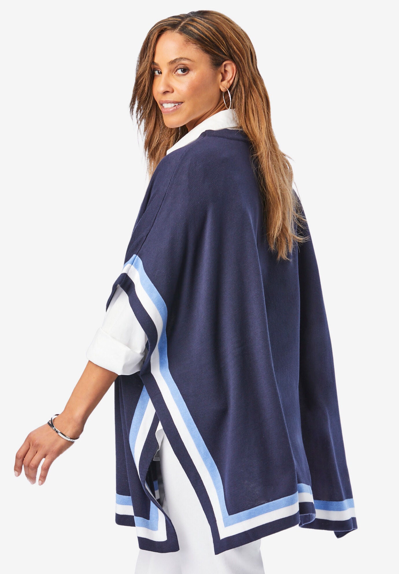 Colorblock Poncho, , alternate image number 2