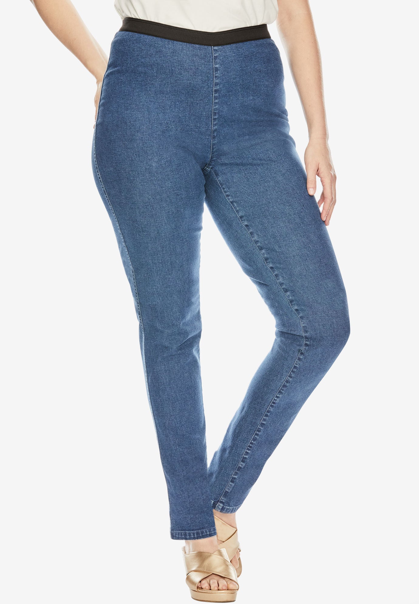 Stretch Denim Straight-Leg Jegging, MEDIUM STONEWASH, hi-res image number 0